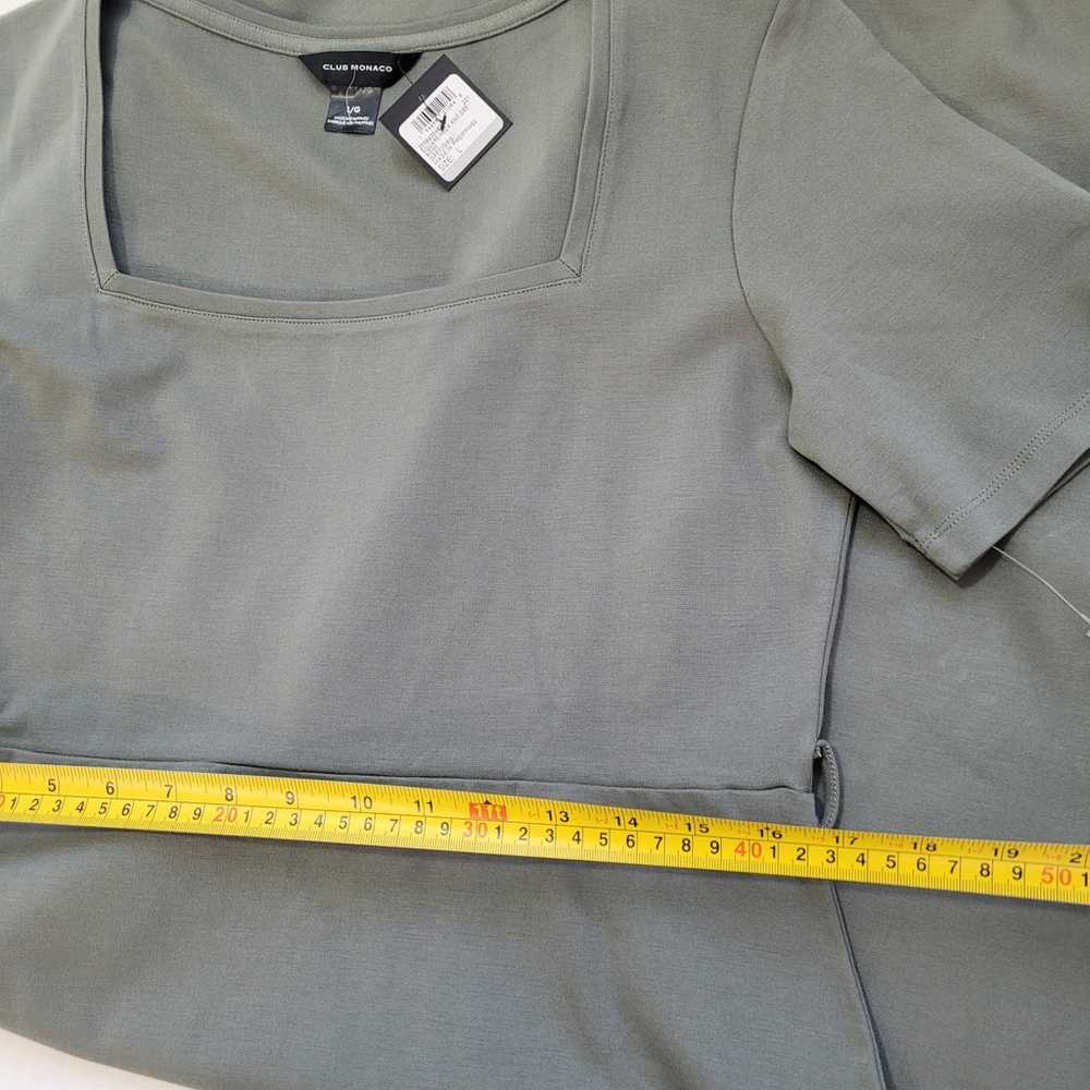 NWT CLUB MONACO Women's Midi Dress Square Neckline Large Olive Gray - Picture 5 of 11